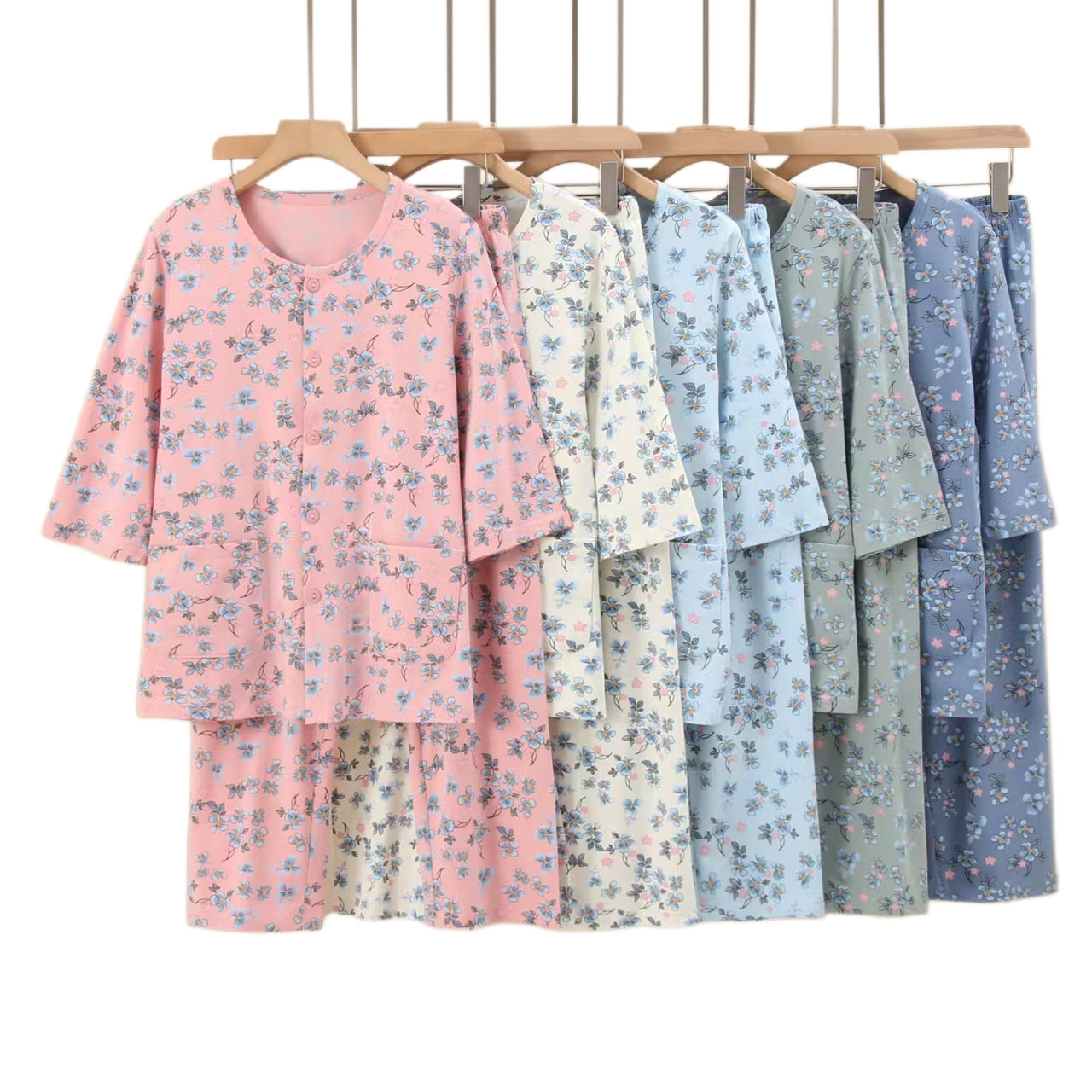中老年人套装老太太七分袖家居服