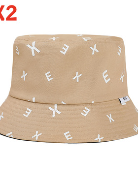 EX2伊海诗休闲时尚字母盆帽男女同款平顶渔夫帽全绵帽子潮367215