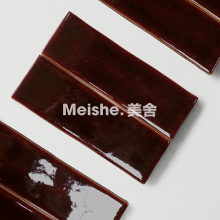 美舍 焦糖色亮面厨房卫生间酒吧立面背景墙手工仿古墙砖65X200