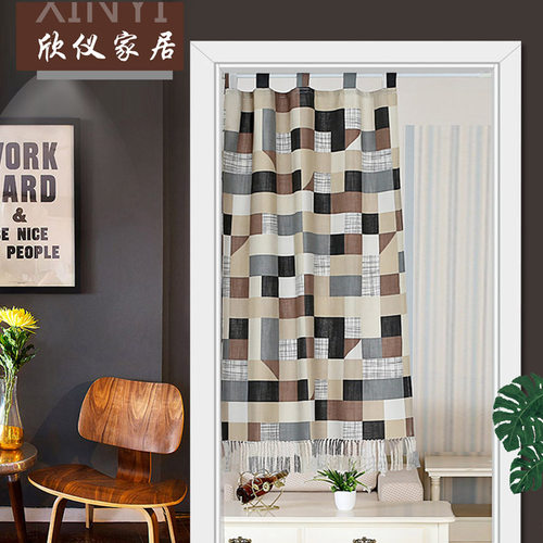 加厚厨房门帘卧室隔断帘布艺玄关厕所卫生间半帘窗帘遮挡帘免打孔