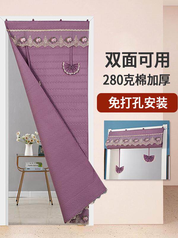 纯棉门帘空调保温家用防冷隔音隔断帘，隔热、防风、卧室防风双面