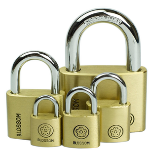 梅花锁半包梁腰圆铜锁 防水防锈防盗抗剪加固仓库大铁门弹子挂锁