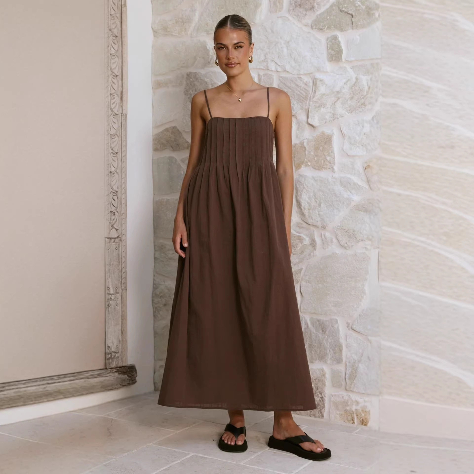 时尚中长款连衣裙长裙女夏 vacation stylish loose summer dress