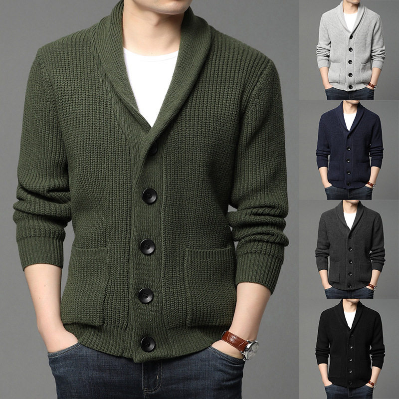 男高领毛衣开衫口袋品质 Mens High Neck Pocket Knit Cardigan