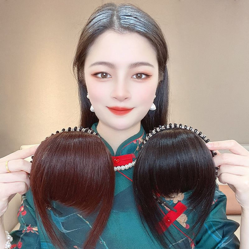 发箍刘海假发女真发前额鬓角遮白发新款水钻齐刘海发际线补发额头