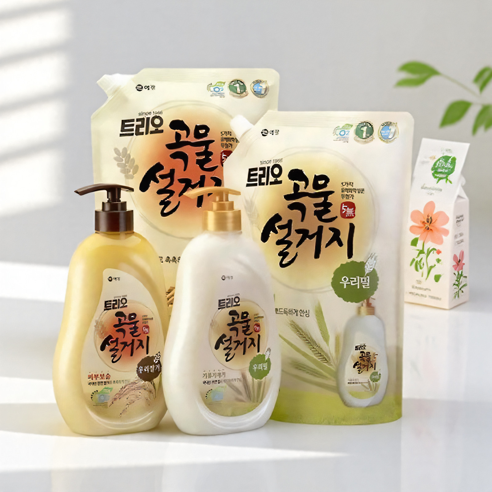 韩国原装正品爱敬洗洁精小麦米糠谷物天然洗涤灵洗碗袋装温和干净