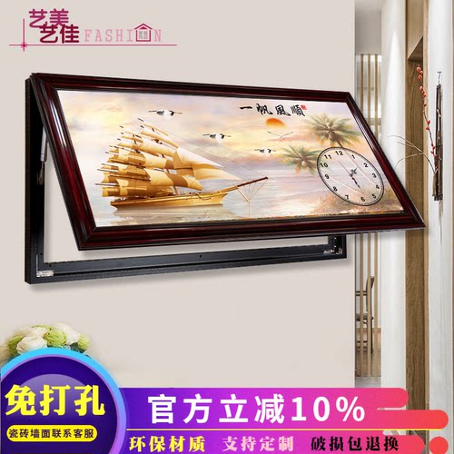 新中式风上翻定做电表箱装饰画