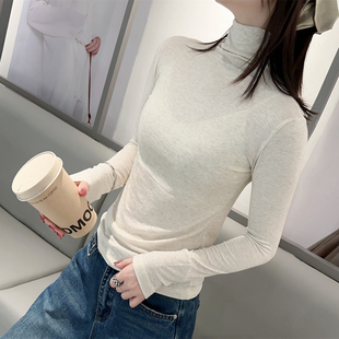 保暖显瘦百搭长袖 女修身 T恤上衣 羊绒高领打底衫 吾馨25037秋冬新款