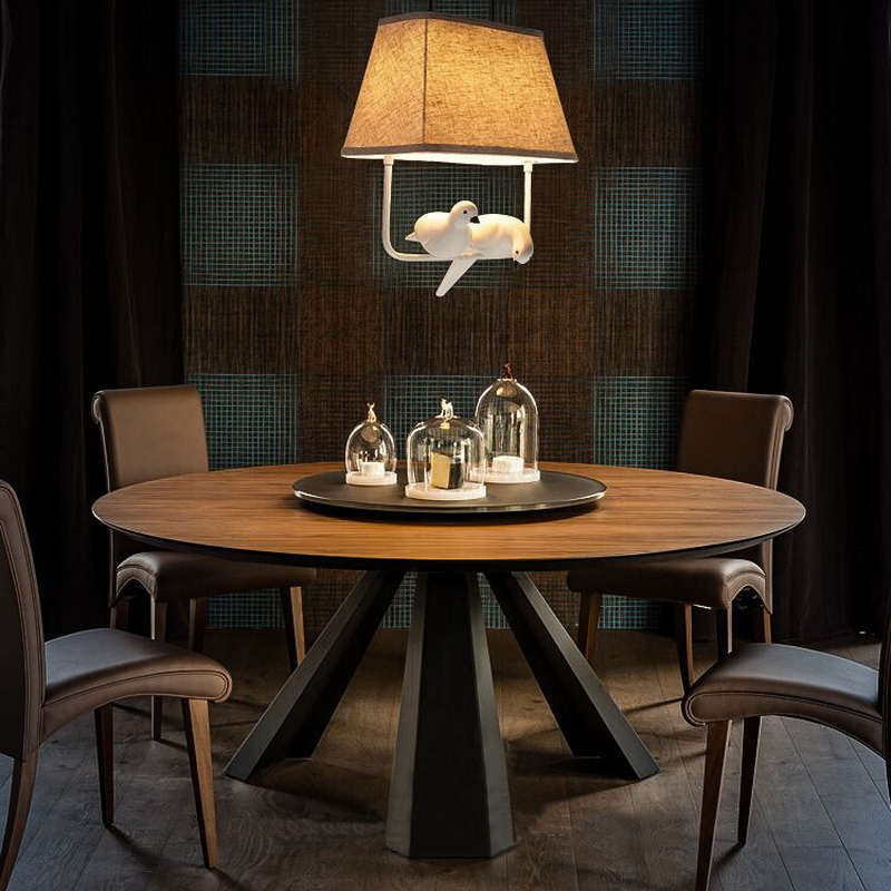 LOFT美式复古铁艺餐桌圆形带转盘酒店实木大圆桌饭店餐厅餐馆桌椅在类目 住宅家具, 桌类, 餐桌中 - 来自Buy2taobao.com提供专业的淘宝代购服务