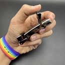 男士 滚轮腰带扣头压板自动卡扣无牙无孔航空牛筋皮带 光板按压式