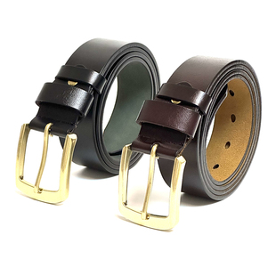 腰带 牛仔老人裤 铜头层牛皮男士 皮带简约百搭高档双面牛皮针扣男士