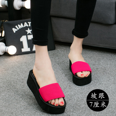 超高跟厚底防水防滑一字拖新款夏季舒适轻便简约风外穿田园沙滩拖