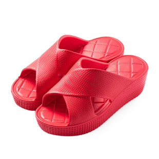 厚底坡跟超高跟外穿 夏季 红色6CM高跟时尚 外穿百搭女士交叉凉拖鞋