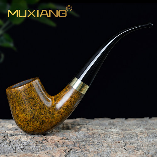石楠木烟斗男士手工经典福尔摩斯弯柄斗实木老式传统过滤专用烟具