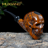 进口石楠木烟斗男士 过滤专用具 手工实木雕刻骷髅头军插斗传统老式