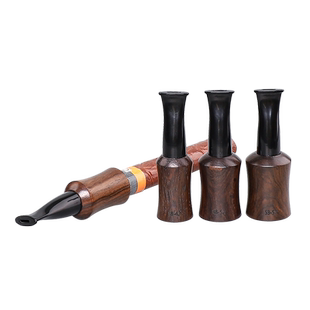 黑檀木雪茄烟嘴男士便携循环手工实木9mm过滤芯咬嘴专用烟具配件