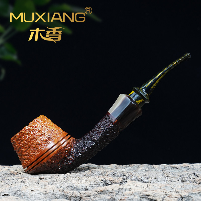 进口石楠木烟斗手工实木海岩雕刻牛头斗传统老式过滤专用男士烟具