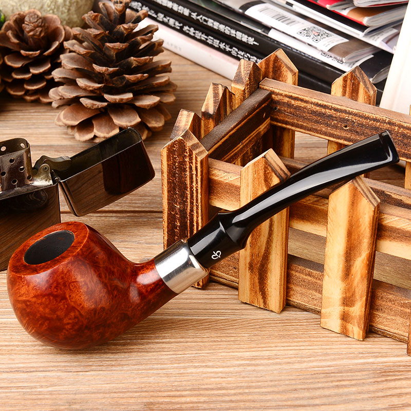 New bee石楠木手工烟斗 弯柄经典款手工定制烟斗石楠木中号斗