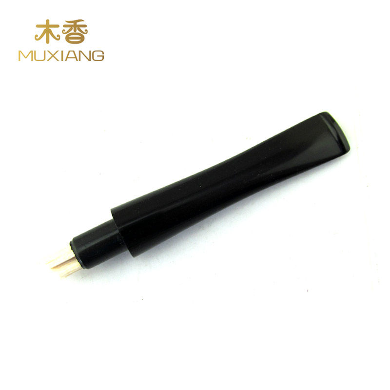 木香 DIY烟斗用烟嘴咬嘴黑色直柄收尖可装9MM滤芯（芯需另配）