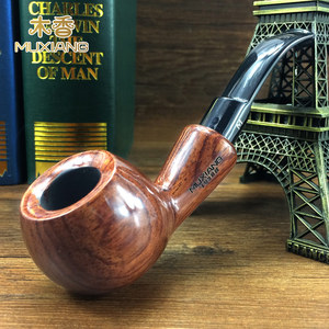 木香 手工红木烟斗 9MM过滤芯 花梨木弯柄烟斗自由式烟斗烟丝