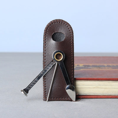 木香 带简易套烟斗刀 便携烟刀工具三件套金属通条压棒刮刀