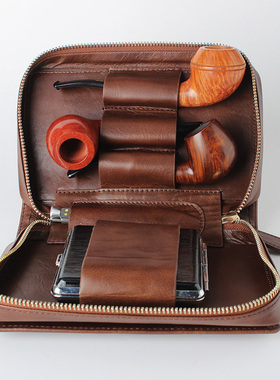 老狐狸OLD FOX 04B款真皮多功能便携烟斗包烟具配件光面复古黄色