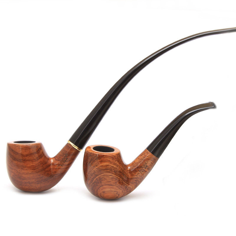 木香 花梨木一斗二嘴原木质手工烟斗长柄烟斗 送阅读斗烟嘴十件套