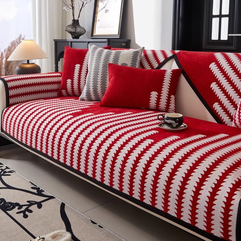 2026新款沙发垫四季通用红色喜庆现代防滑直排皮沙发坐垫套罩盖巾,居家布艺,沙发垫,淘宝优惠券,粉丝福利购,淘宝优惠卷