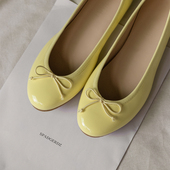 奶油黄漆皮皮法式 复古平跟舞蹈浅口芭蕾鞋