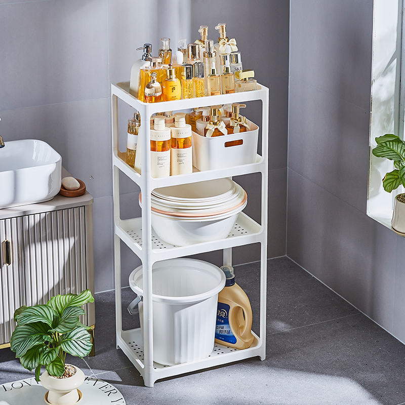 浴室脸盆架卫生间阳台洗衣机液防水桶收纳置物架塑料家用多层落地