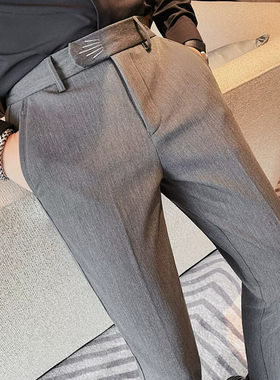 西裤男款2026新款冬装加绒保暖西裤商务修身百搭男士小脚休闲裤子