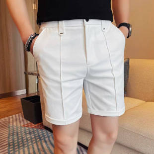 男士 韩版 青年潮流中裤 薄款 子 百搭五分裤 帅气白色短裤 时尚 夏季 修身