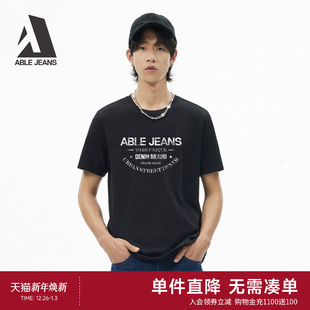 T恤 25秋男基础全棉舒适合体LOGO短袖 ABLE JEANS
