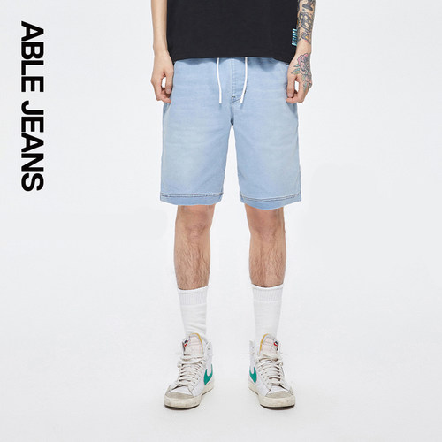 ABLEJEANS五分夏季牛仔针织短裤
