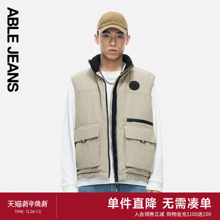 羽绒马甲外穿潮牌痞帅休闲工装 ABLE 男士 冬季 立领保暖背心 JEANS