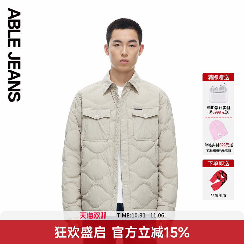 ABLE JEANS【工程师羽绒衬衫】新款男士衬衫式超轻羽绒服