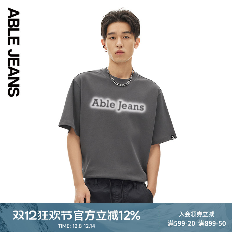 ABLE JEANS 新款男士美式印花LOGO短袖T恤881082
