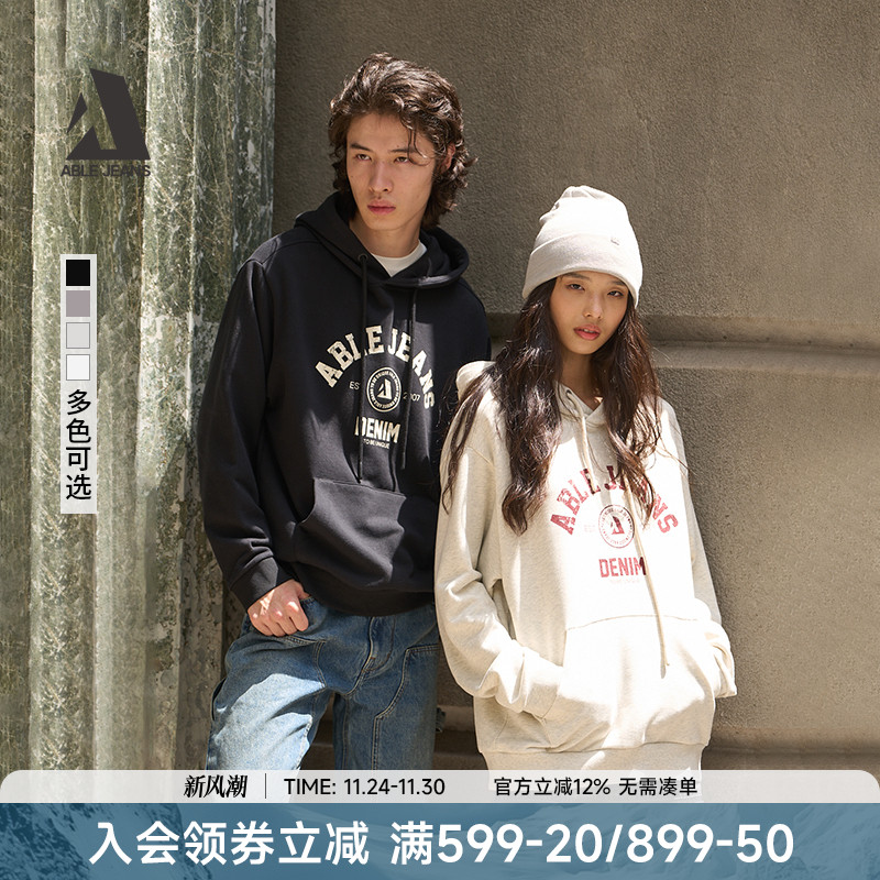 ABLEJEANS美式复古连帽卫衣