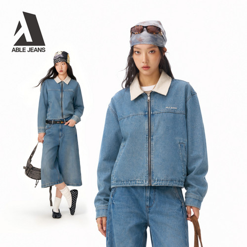 ABLEJEANS女士短款牛仔夹克外套