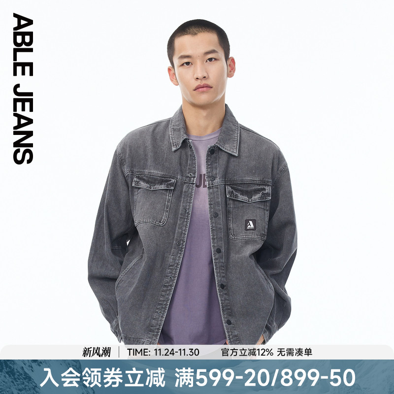 ABLE JEANS【工程师衬衫】秋冬新款男士复古宽松工装牛仔衬衫外套