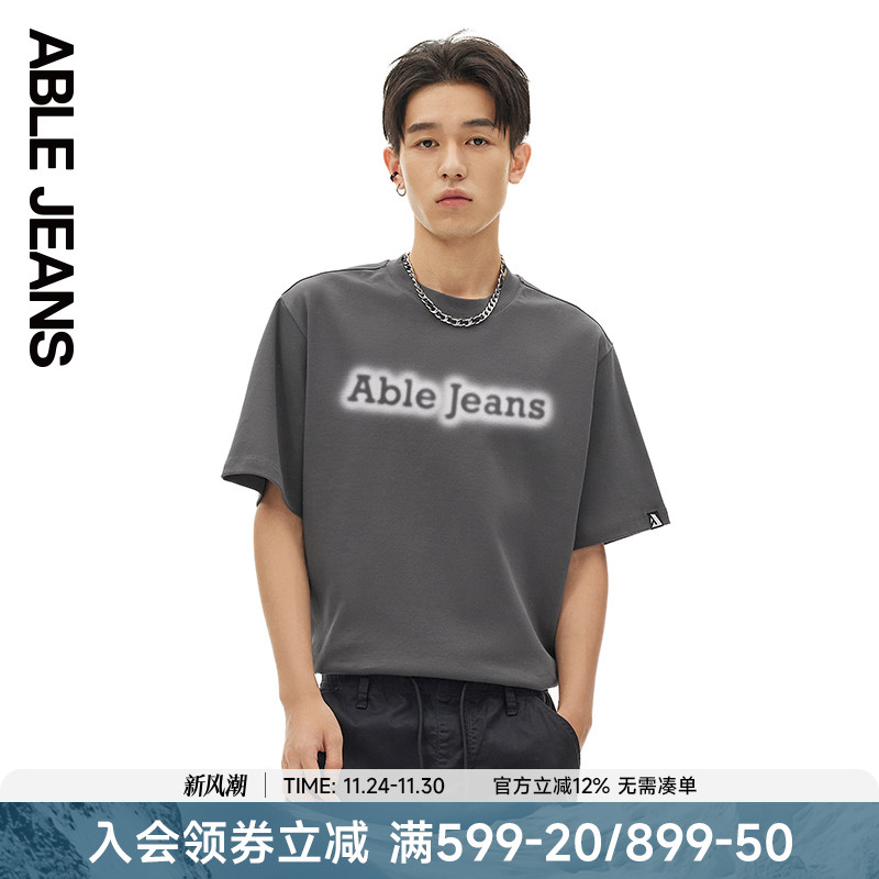 ABLE JEANS 新款男士美式印花LOGO短袖T恤881082