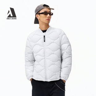 ABLE JEANS冬季新款男士羽绒服轻薄棒球领衍缝夹克外套872063
