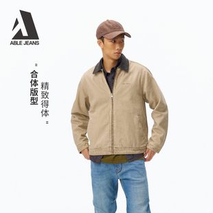 ABLE JEANS2026春新品男士修身经典翻领商务休闲律政夹克外套