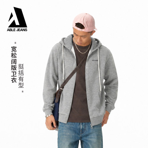 连帽开衫卫衣ABLEJEANS修身外套