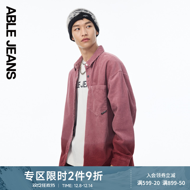 ABLE JEANS冬季新款男士灯芯绒街头大衬衫外套长袖741114