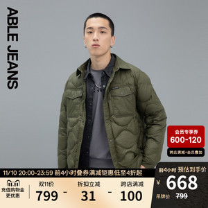 ABLE JEANS2023冬新款摩登复古短款衬衫式男士轻量羽绒服868008