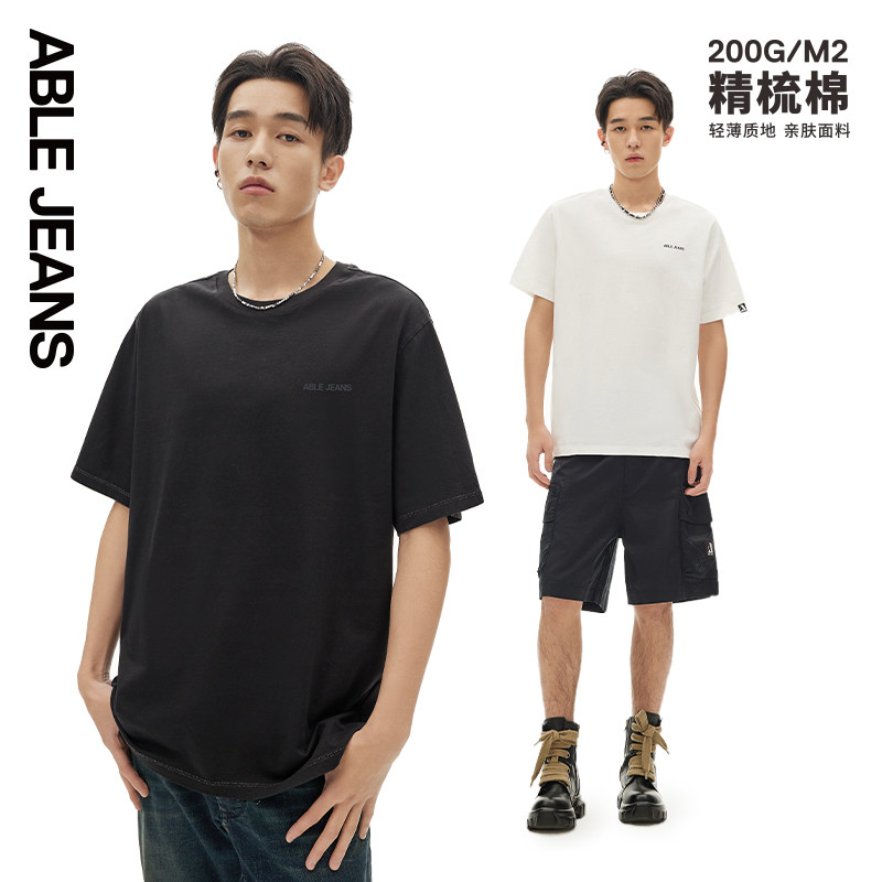 ABLE JEANS男士新款精梳棉摩登都市复古上衣休闲舒适圆领亲肤T恤,男装,T恤,淘宝优惠券,粉丝福利购,淘宝优惠卷