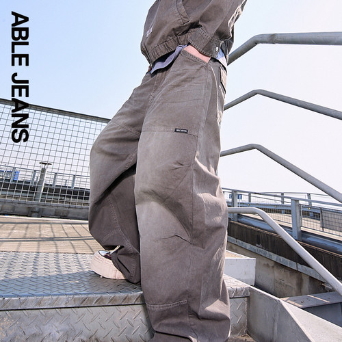 ABLE JEANS【工装大滑板裤】新款男士潮酷宽松休闲运动直筒阔腿裤