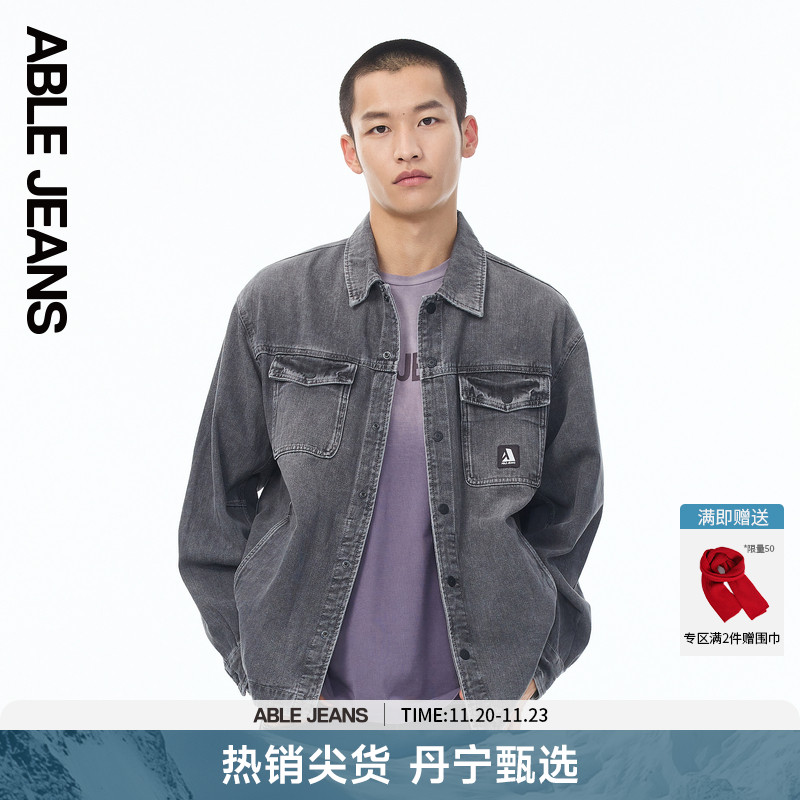 ABLE JEANS【工程师衬衫】秋冬新款男士复古宽松工装牛仔衬衫外套