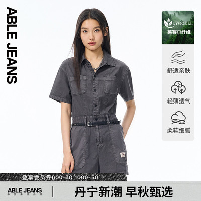ABLE JEANS 新款薄款透气女士机能工装连体短裤女